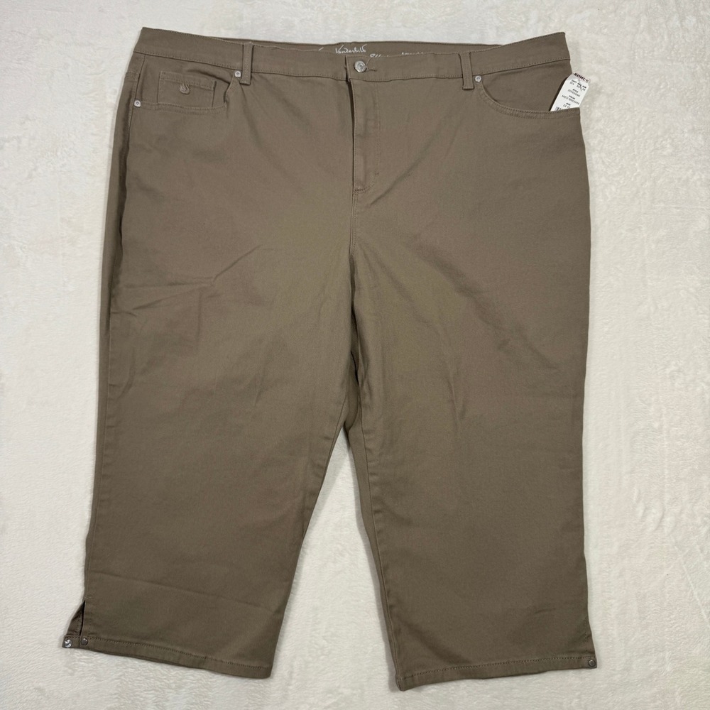 Gloria Vanderbilt Capri Pants Womens 22W Brown Amanda Slimming Effect Cropped